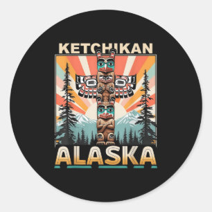 Ketchikan Alaska Native American Indian Totem Le Classic Round Sticker