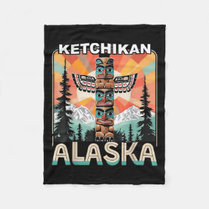 Ketchikan Alaska Native American Indian Totem Le Fleece Blanket