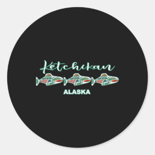 Ketchikan Alaska Native Art Salmon Fishing Capital Classic Round Sticker