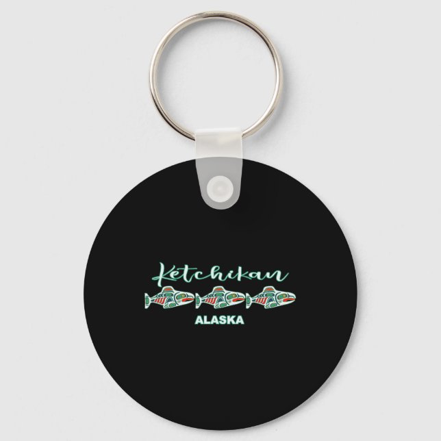 Ketchikan Alaska Native Art Salmon Fishing Capital Key Ring (Front)