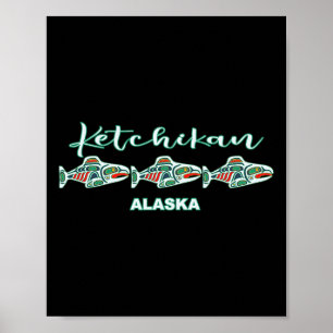 Ketchikan Alaska Native Art Salmon Fishing Capital Poster