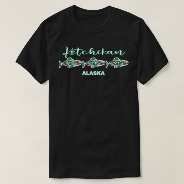 Ketchikan Alaska Native Art Salmon Fishing Capital T-Shirt (Design Front)
