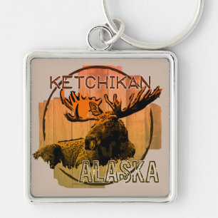 Ketchikan Alaska orange moose keychain