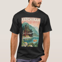 Ketchikan Alaska River Illustration Travel Art