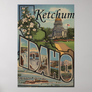 Ketchum, Idaho - Large Letter Scenes Poster