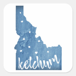 Ketchum Idaho Wood Grain Square Sticker