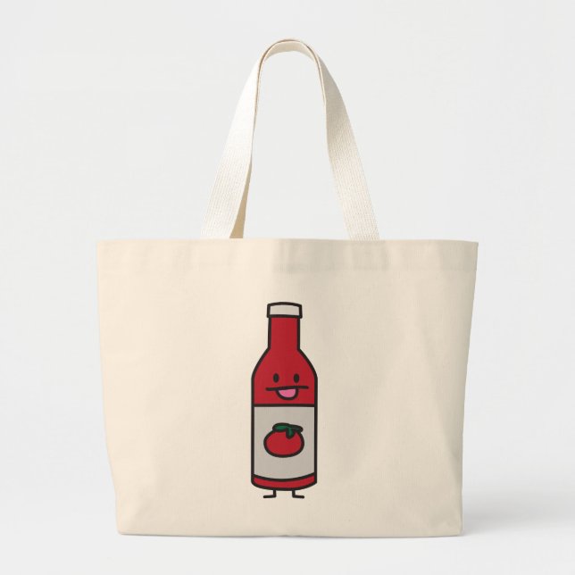 Ketchup Bottle Tomato Sauce Table condiment fancy Large Tote Bag (Front)