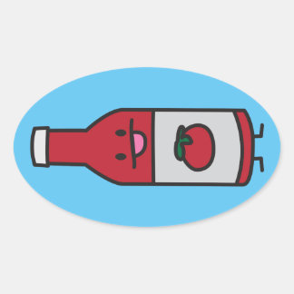 Ketchup Bottle Tomato Sauce Table condiment fancy Oval Sticker
