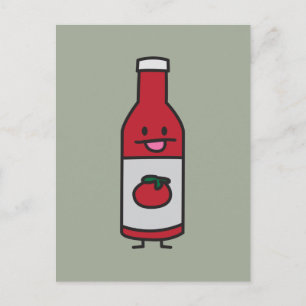 Ketchup Bottle Tomato Sauce Table condiment fancy Postcard