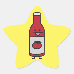 Ketchup Bottle Tomato Sauce Table condiment fancy Star Sticker