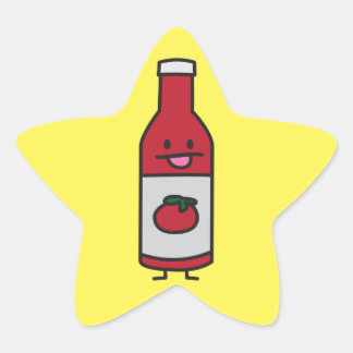 Ketchup Bottle Tomato Sauce Table condiment fancy Star Sticker