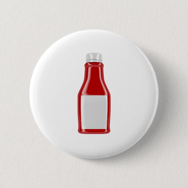 Ketchup bottle with blank label 6 cm round badge (Front)