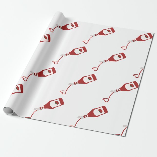 Ketchup Bottle Wrapping Paper (Unrolled)