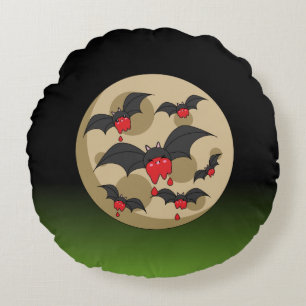 Ketchup Eater Vampire Bats Round Cushion