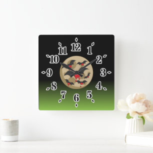 Ketchup Eater Vampire Bats Square Wall Clock