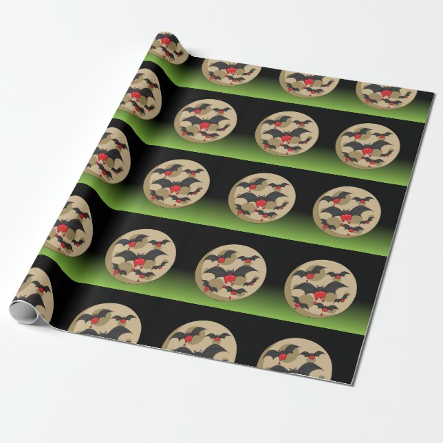 Ketchup Eater Vampire Bats Wrapping Paper (Unrolled)