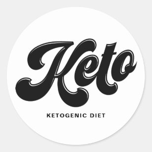 Keto Black Retro Script Typography Personalised Classic Round Sticker