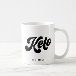 Keto Black Retro Script Typography Personalised Coffee Mug
