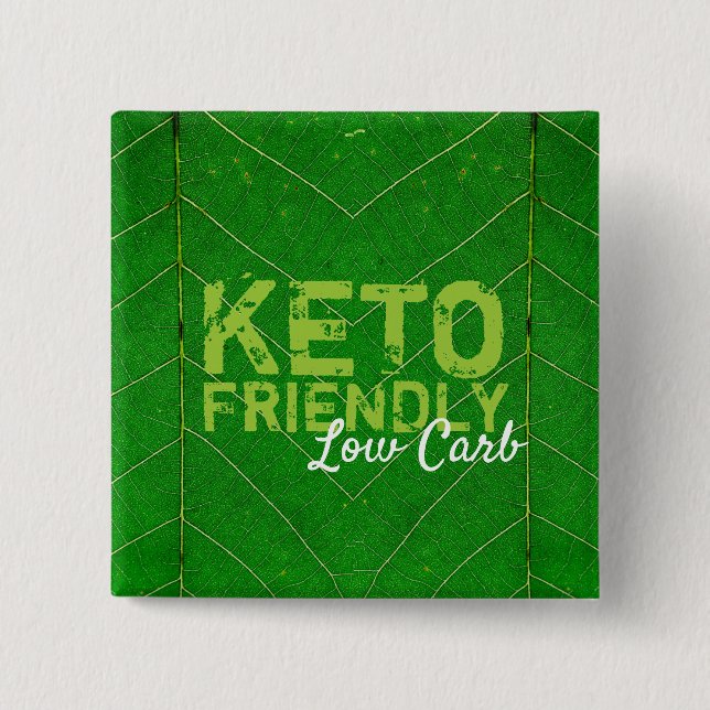 Keto Friendly Low Carb 15 Cm Square Badge (Front)