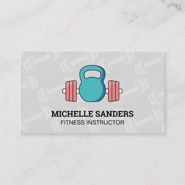 Kettle Bell | Dumbbell Pattern Business Card (Front)