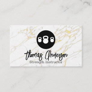 Kettle Bell Logo   Gold Marble Background Business Card