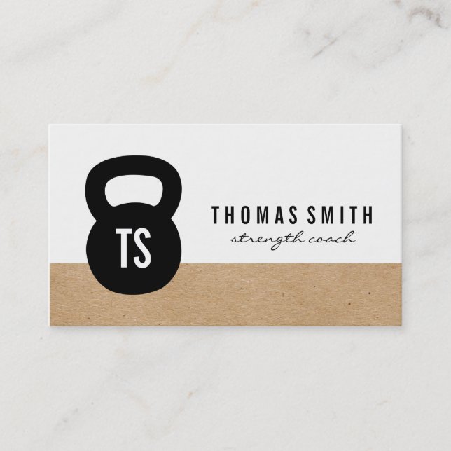 Kettle Bell Personal Trainer Geometric Business Card (Front)