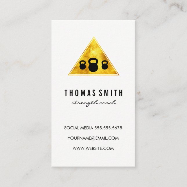 Kettle Bell Personal Trainer Golden Triangle Business Card (Front)