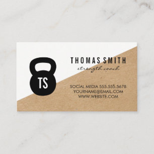 Kettle Bell Personal Trainer Monogram Business Card