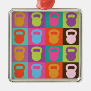Kettlebell Pattern Metal Ornament