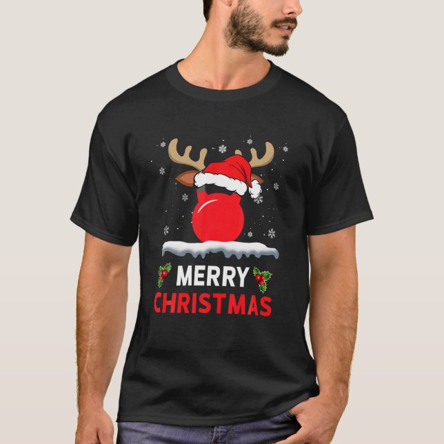 Kettlebell Reindeer Workout Funny Gym Fitness Chri T-Shirt (Front)