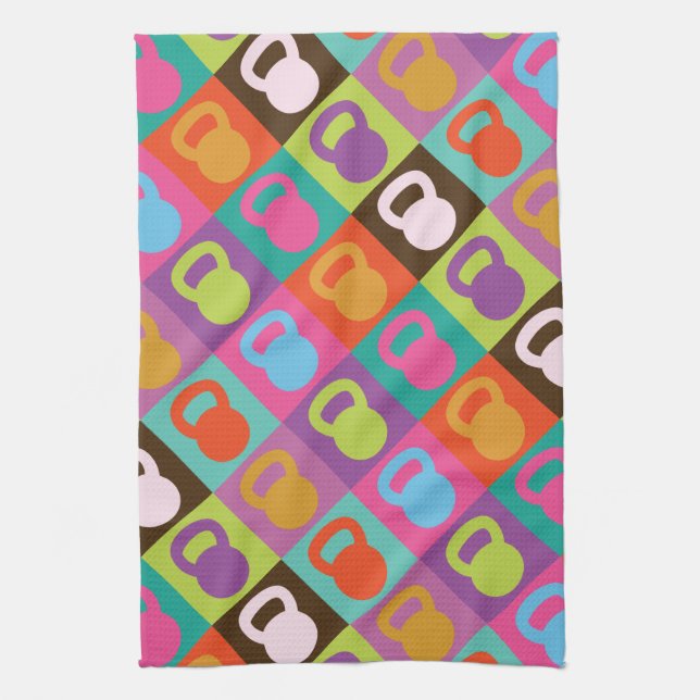 Kettlebell Retro Pattern - Tea Towel (Vertical)