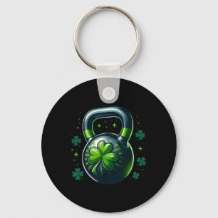 Kettlebell Shamrock St Patricks Day Gym Workout Fi Key Ring