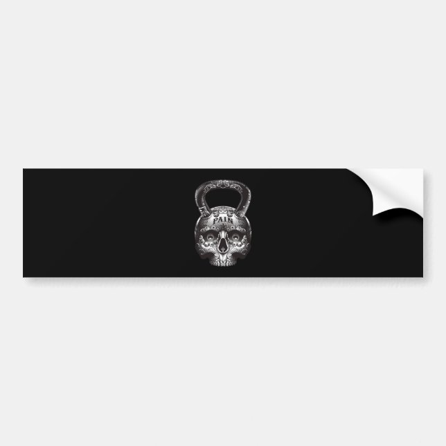 Kettlebell Skull - Gym Workout Motivational Bumper Sticker (Front)