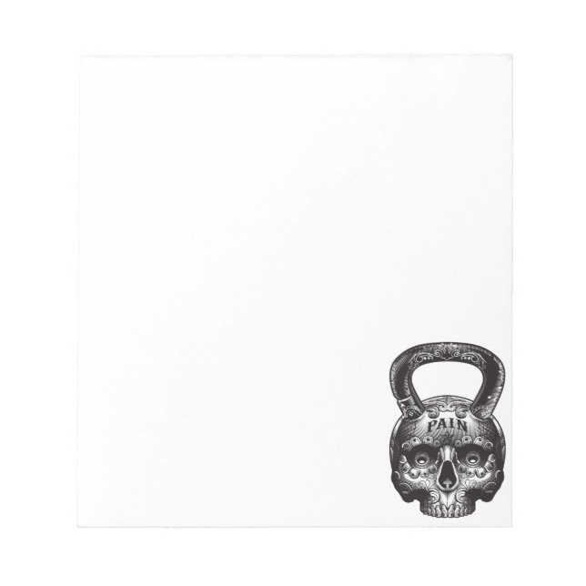Kettlebell Skull - Gym Workout Motivational Notepad (Front)