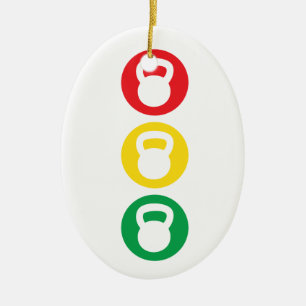 Kettlebell Traffic Light - Ready Set Go Ceramic Tree Decoration