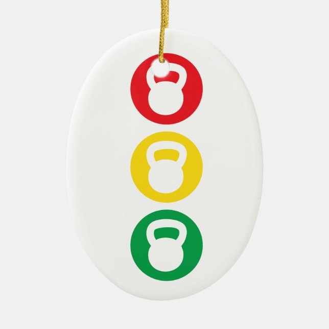 Kettlebell Traffic Light - Ready Set Go Ceramic Tree Decoration (Front)