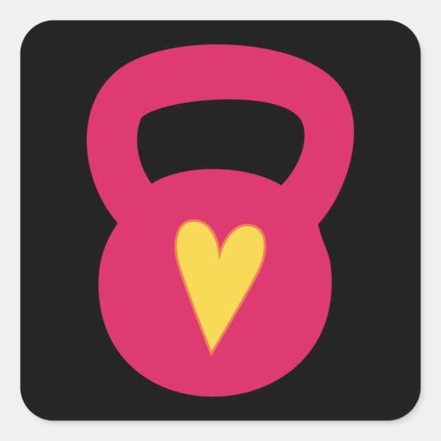 Kettlebell With A Heart Square Sticker (Front)