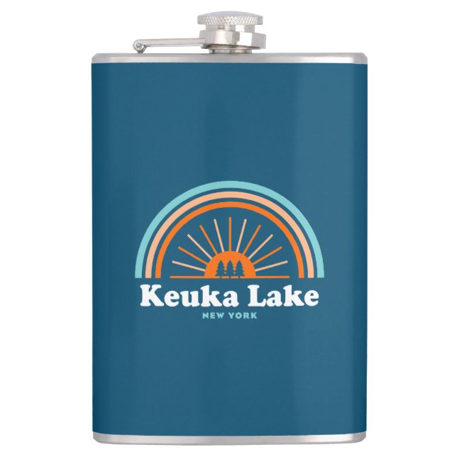 Keuka Lake New York Rainbow Hip Flask (Front)