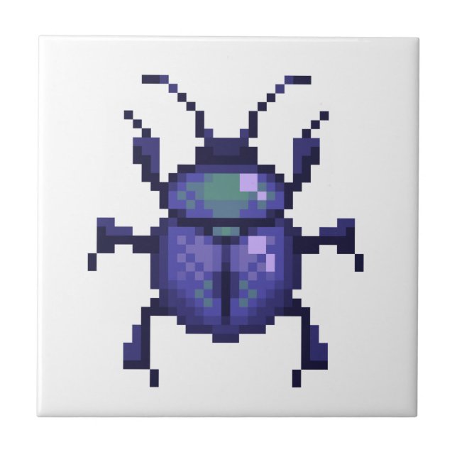 Kever paars pixelart ceramic tile (Front)