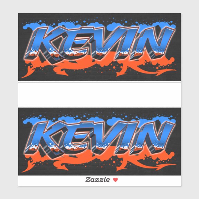 Kevin First Name Graffiti Sticker (Sheet)