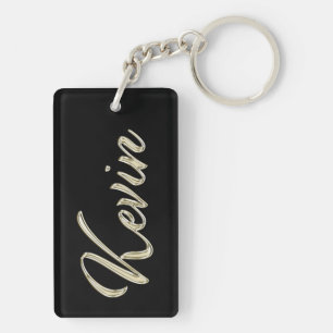 Kevin name whitegold key trailer ring