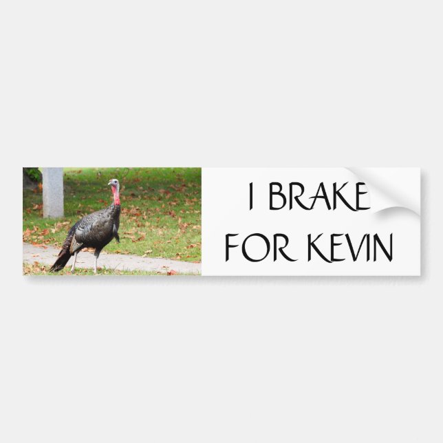 Kevin The Turkey - I BRAKE FOR KEVIN Bumper Sticker (Front)