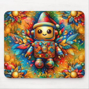 KEVIN ~ Zany ROBOT Christmas Mouse Pad