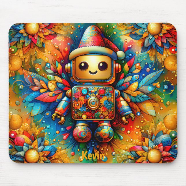 KEVIN ~ Zany ROBOT Christmas  Mouse Pad (Front)