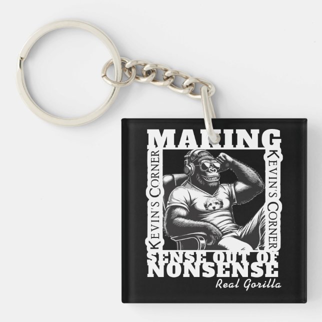 Kevin's Corner Political Commentary Real Gorilla Key Ring (Front)
