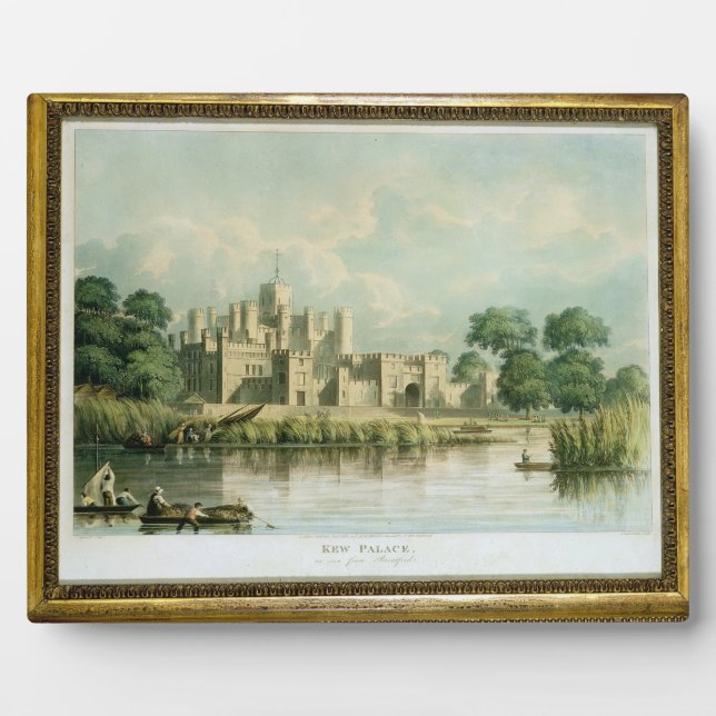 Kew Palace as seen from Brentford, engraved by Tho Plaque (Front)