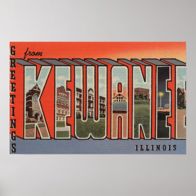 Kewanee, Illinois - Large Letter Scenes 2 Poster (Front)