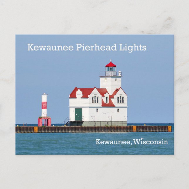 Kewaunee Pierhead Lights Post Card (Front)