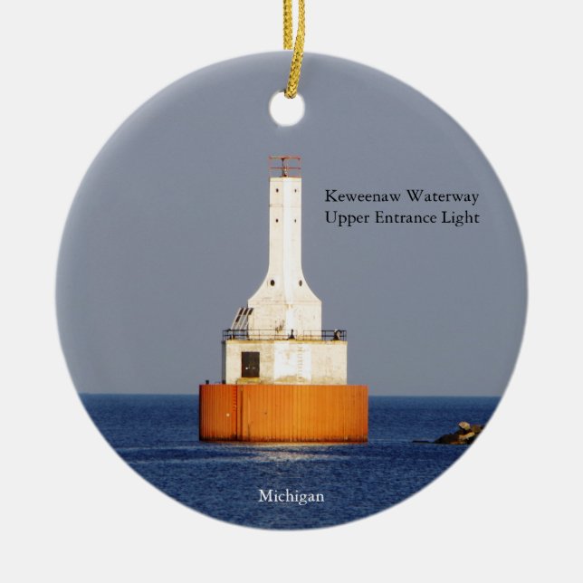 Keweenaw Waterway Upper Entrance Light 2023 Ceramic Ornament (Front)