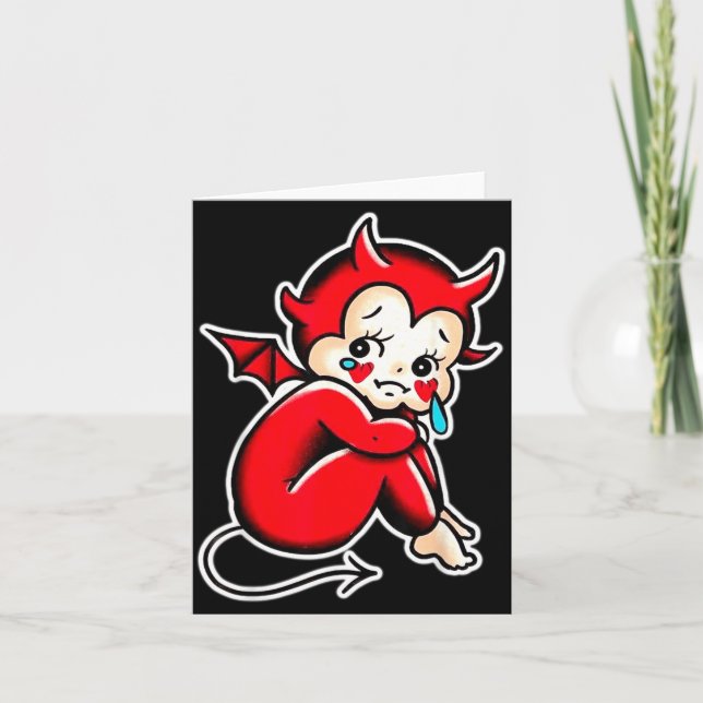 Kewpie Baby Devil Crying Sad Demon Card (Front)